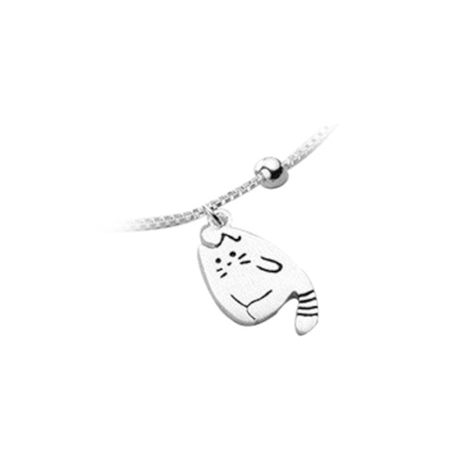 Cat & Ball Sterling Silver Charms Anklet