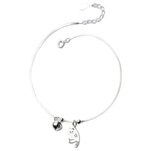Cat & Ball Sterling Silver Charms Anklet