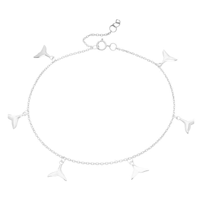 Whale Tail Sterling Silver Charms Anklet
