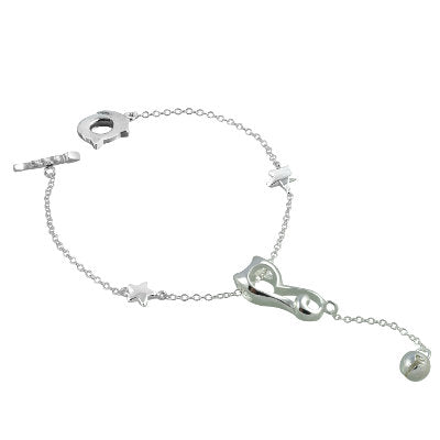 Cat Outline Sterling Silver Bracelet