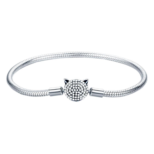 Cat 3mm Sterling Silver Snake Chain Bracelet