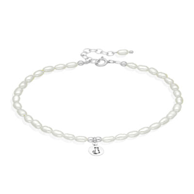 Cat Sterling Silver with Freshwater Pearls Charm Bracelet