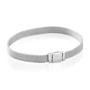 Mesh Style Charm Bracelet in Sterling Silver