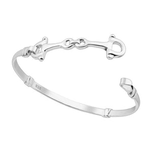 Snaffle Bit solid Sterling Silver Bangle with open clasp