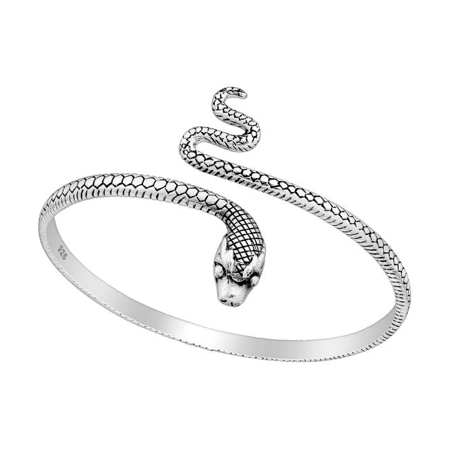 Snake solid Sterling Silver Cuff Bracelet
