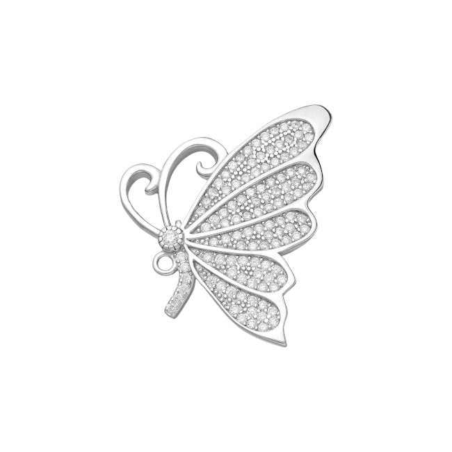 Butterfly Sterling Silver Pin with Cubic Zirconia