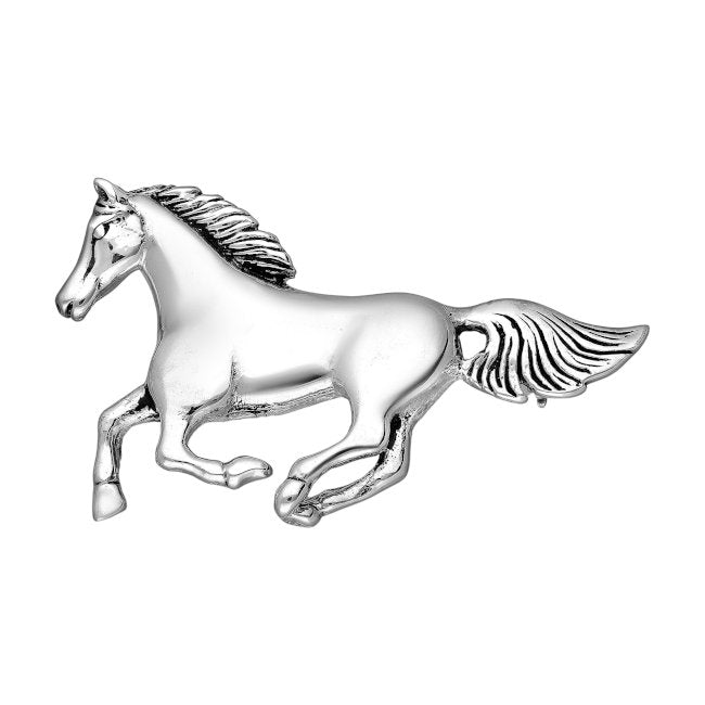 Horse Running Sterling Silver Pin