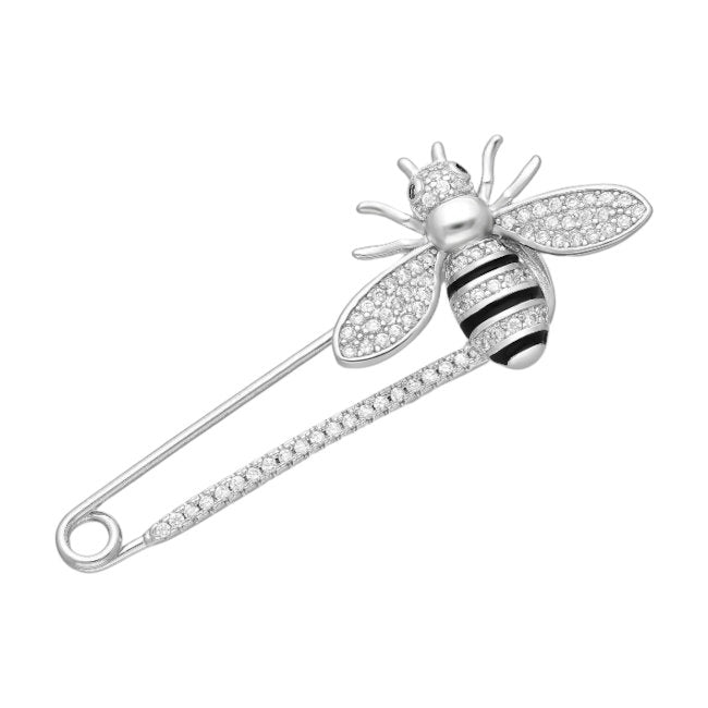 Bee Sterling Silver Pin with Cubic Zirconia & Enamels