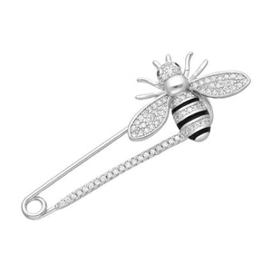 Bee Sterling Silver Pin with Cubic Zirconia & Enamels