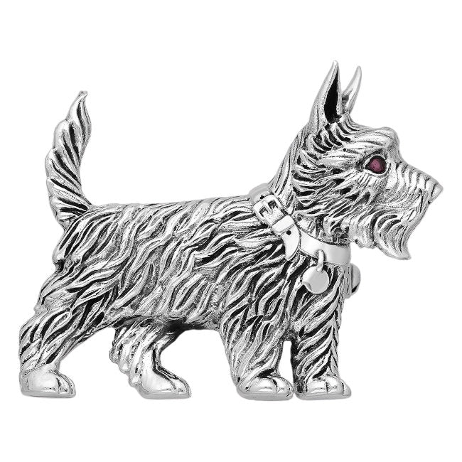 Scottish Terrier Sterling Silver Pin with Cubic Zirconia