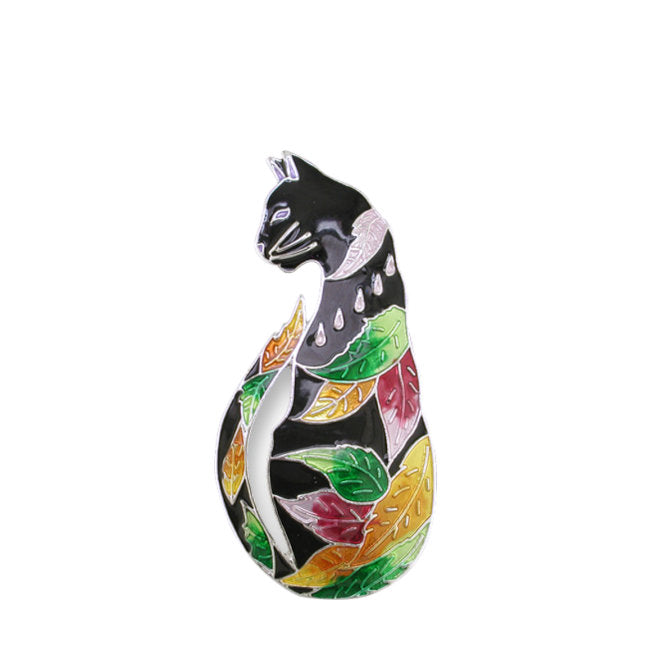 Cat Sterling Silver plated Pin with Enamelr plating