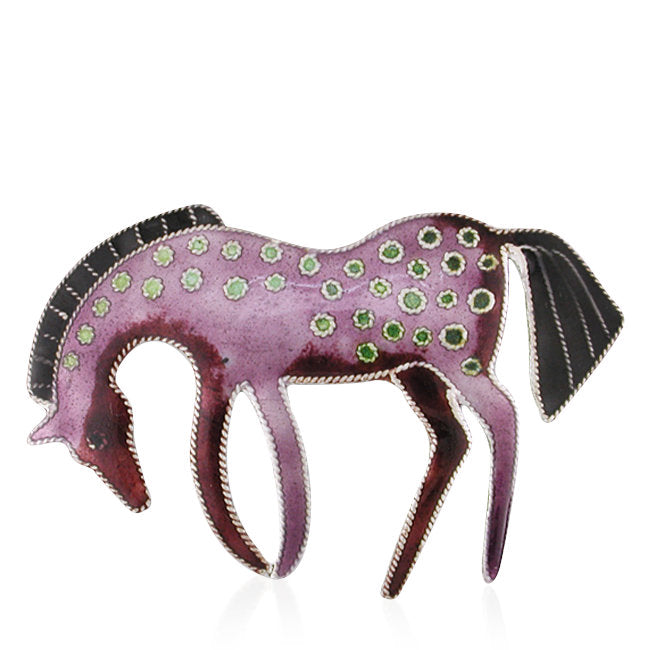 Purple Prancer Horse Sterling Silver Pin