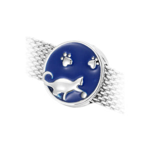 Cat with Ball Sterling Silver Clip Charm with Enamels zoomed in view