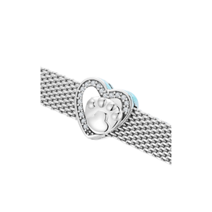 Cat Heart & Paw Sterling Silver Clip Charm with Cubic Zirconia