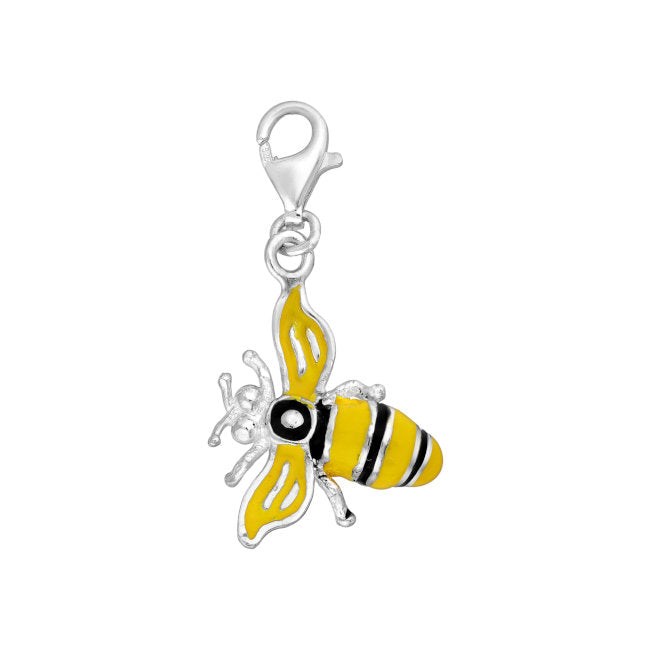 Bee Sterling Silver Dangle Charm with Enamels