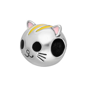 Cat Sterling Silver Bead Charm with Enamels angled view