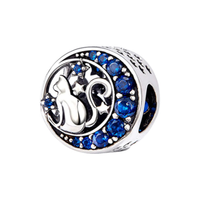 Celestial Cat Sterling Silver with Cubic Zirconia Bead Charm