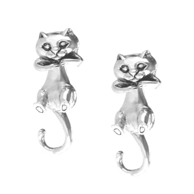 Cat Sterling Silver ear jacket Earrings