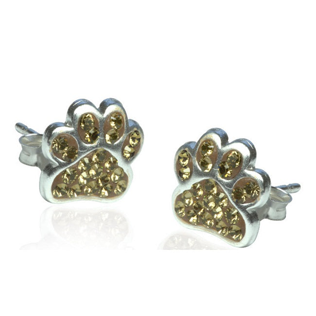 Cat Paws Sterling Silver push-back Earrings with Swarovski Crystals