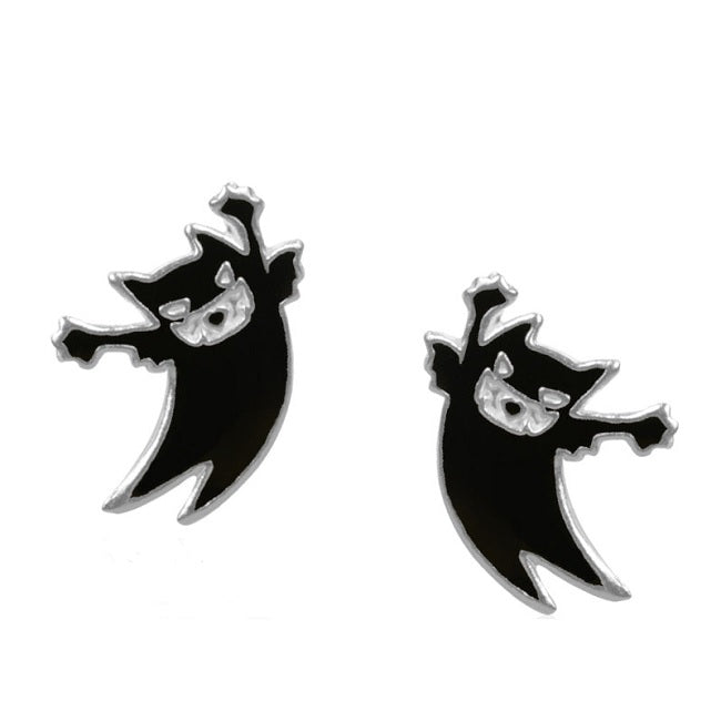Spooks the Cat Sterling Silver push-back Earrings with Enamels