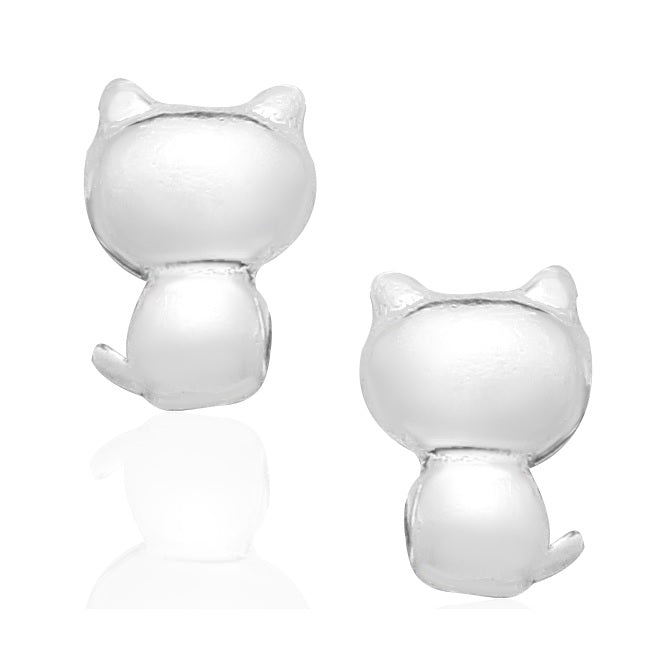 Cat Sterling Silver stud Earrings