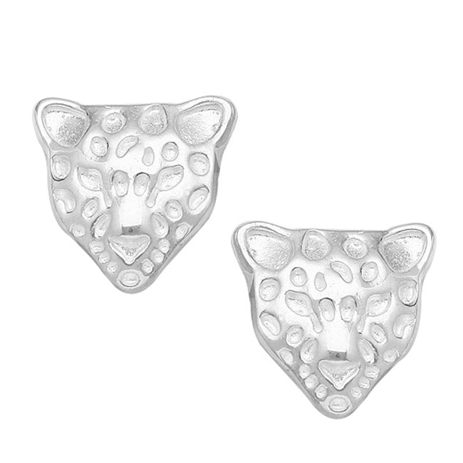 Leopard stud Earrings in Sterling Silver