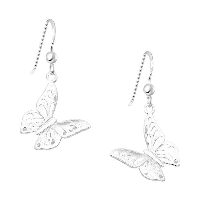 Butterfly Openwork Design Sterling Silver hook Earringsork Design