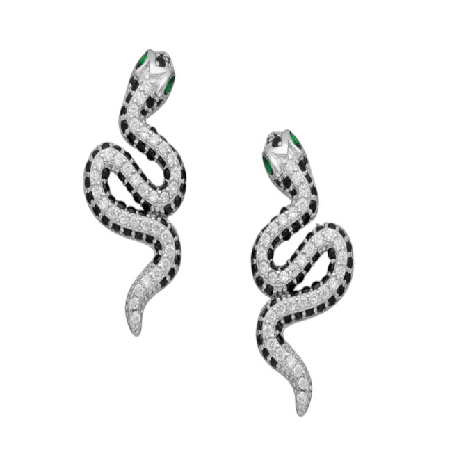 Snake Sterling Silver drop Earrings with Cubic Zirconia