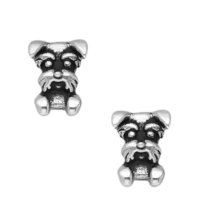 Scottish Terrier Sterling Silver push-back Earrings with Oxidised accents