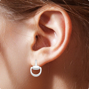 Snaffle Bit Sterling Silver push-back Earrings modelled