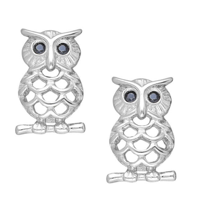Sterling silver owl sales earrings