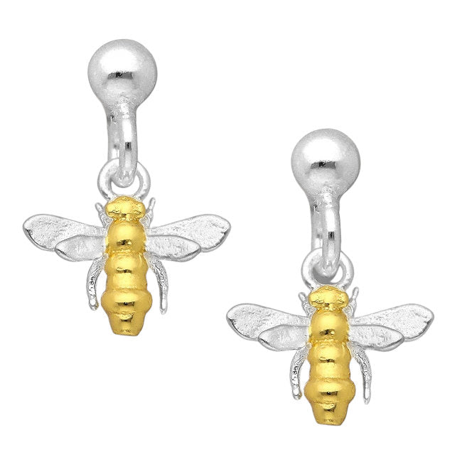 Bee Sterling Silver dangle Earrings with 18kt Gold Accents