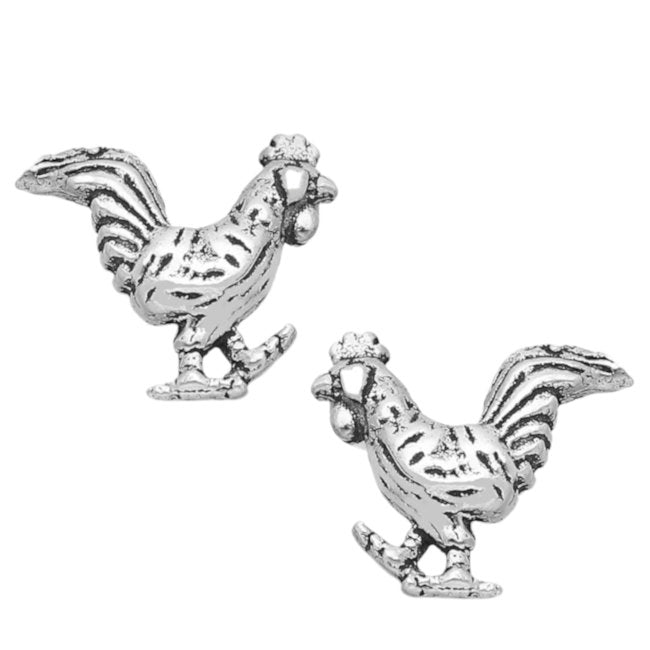 Chicken Sterling Silver push-back Earrings