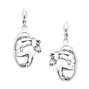 Running Horse dangle Earrings in Sterling Silver