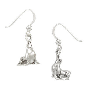 Sea Lion hook Earrings in solid Sterling Silver