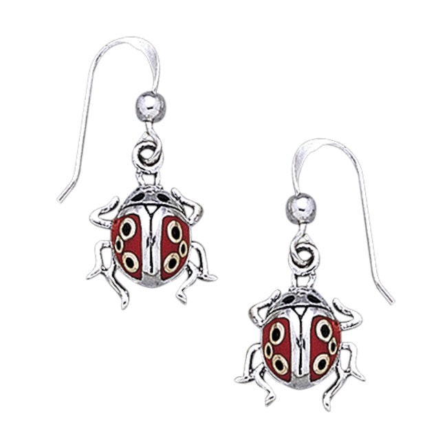 Ladybug Sterling Silver Earrings with Enamels