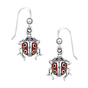 Ladybug hook Earrings in Sterling Silver with Enamels