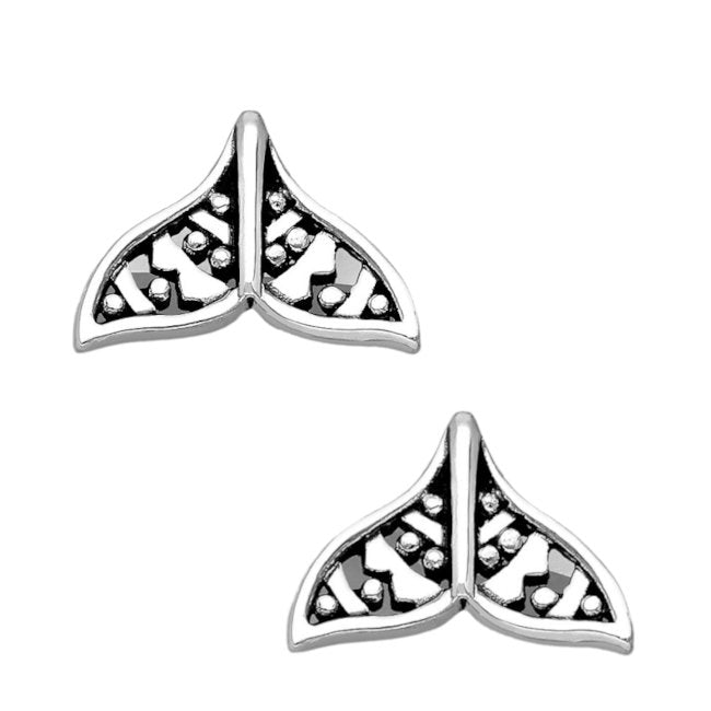 Whale Tail Sterling Silver push-back Earrings