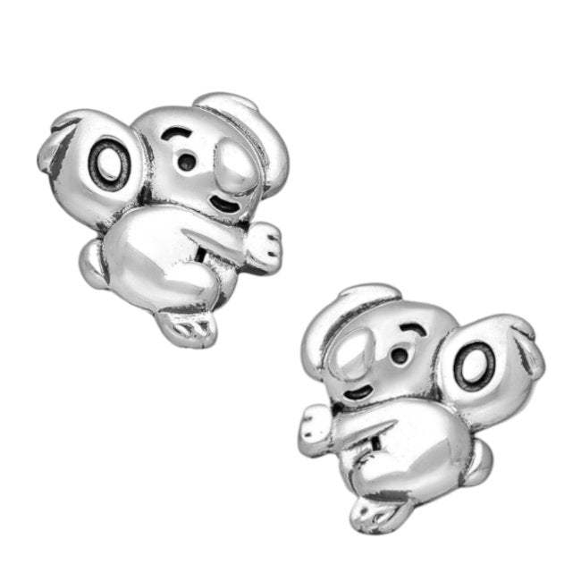 Koala Sterling Silver push-back Earrings with Oxidised Accents