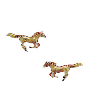 Chestnut Horse Sterling Silver plated stud Earrings with Enamels