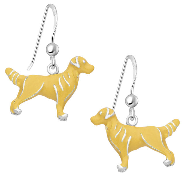 Yellow Labrador Retriever Sterling Silver hook Earrings with Enamels