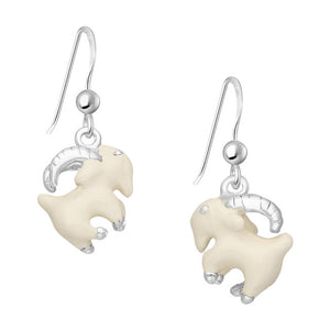 Goat Sterling Silver hook Earrings with Enamels