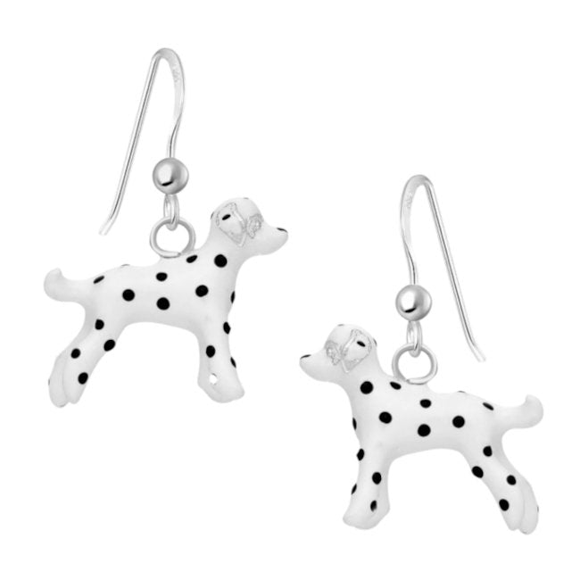 Dalmatian Sterling Silver hook Earrings with Enamels