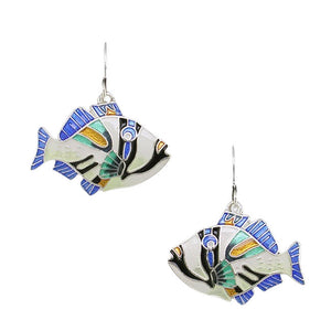 Triggerfish Sterling Silver plated hook Earrings with Enamels