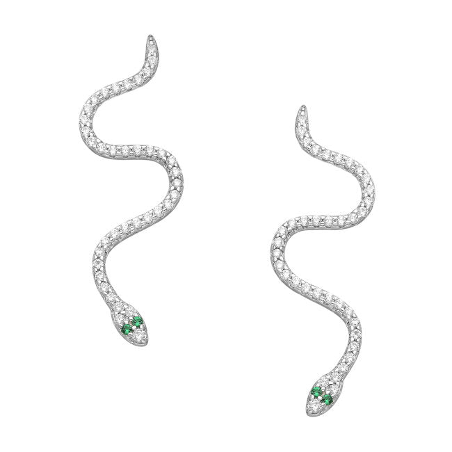 Snake Sterling Silver push-back Earrings with Cubic Zirconia