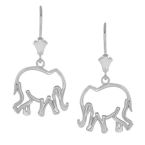 Elephant Openwork Sterling Silver leverback Earrings