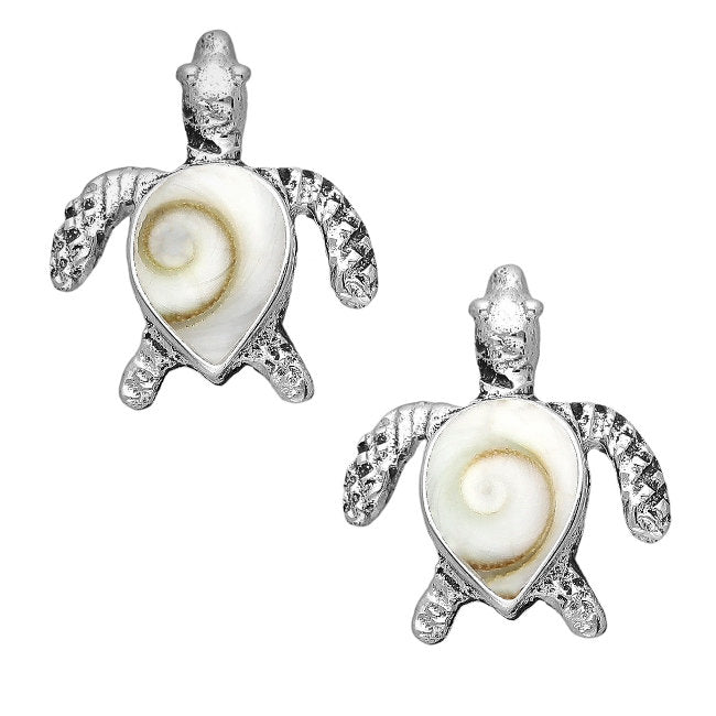 Turtle Shiva Shell & Sterling Silver stud Earrings