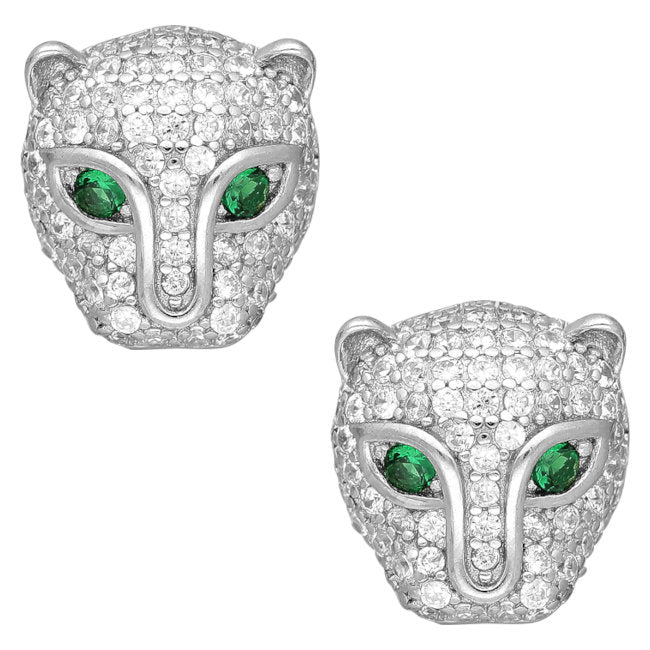 Panther Sterling Silver push-back Earrings with Cubic Zirconia