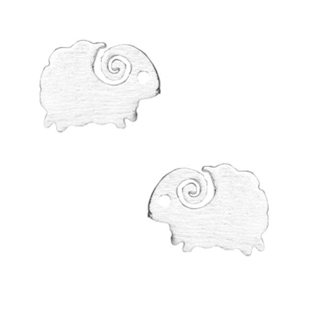 Sheep Ram Sterling Silver push-back Earrings