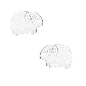 Sheep Ram Sterling Silver push-back Earrings